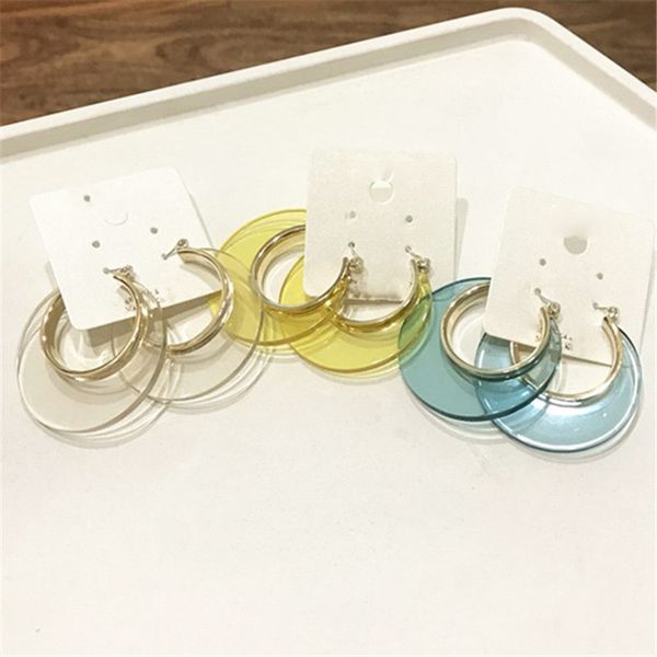 

vivilady transparent colorful hollow round women hoop earrings chic prevent allergy silver needle trendy jewelry brincos, Golden;silver