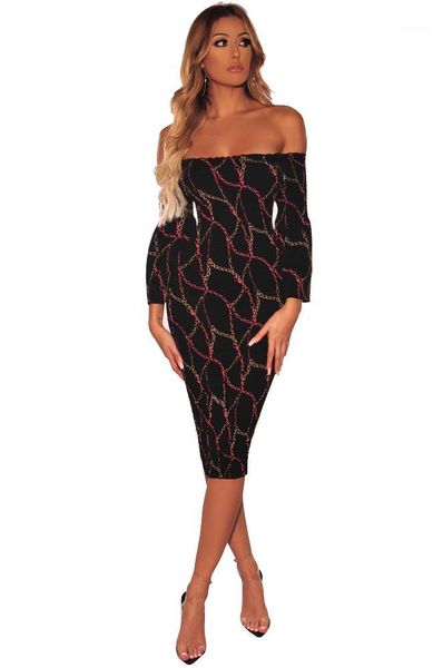 

off shoulder flora chain printed dresses holiday fashion casual skirt party clothing fashion womens summer, White;black
