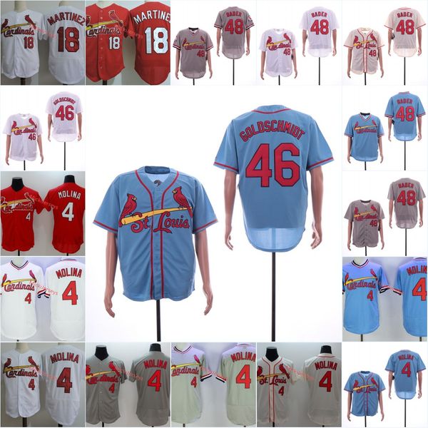 

Mens #4 Yadier Molina Weekend Jersey #18 Carlos Martinez Jersey 48 Harrison Bader 46 Paul Goldschmidt St. Louis Jersey S-3XL