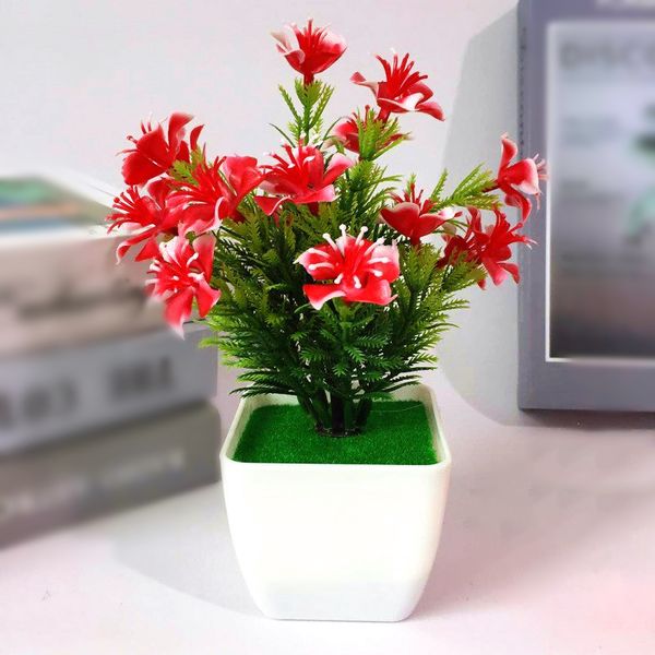 

12x20cm mini potted simulation blossom bonsai artificial fake plastic plants ornament decoration festive and party supplies