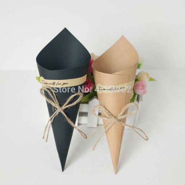 Creative Brown Black Diy Wedding Favors Kraft Paper Cones Candy