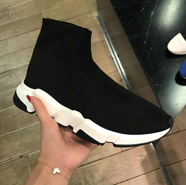 

new brands designers mens womens speed trainer slip-on sneakers air wool knit sock shoes women socks boots s01, Black