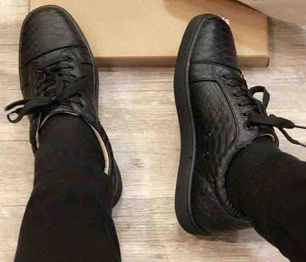 

men and women shoes red bottom sneakers party personality high sole leather high studded spikes designer shoes sneakers, Black