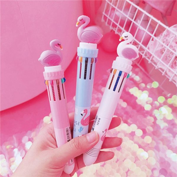 

10 colorscute novelty ballpoint pen kawaii cartoon ball pen for kids gift cute cartoon gel multifunction retractableoffice, Blue;orange