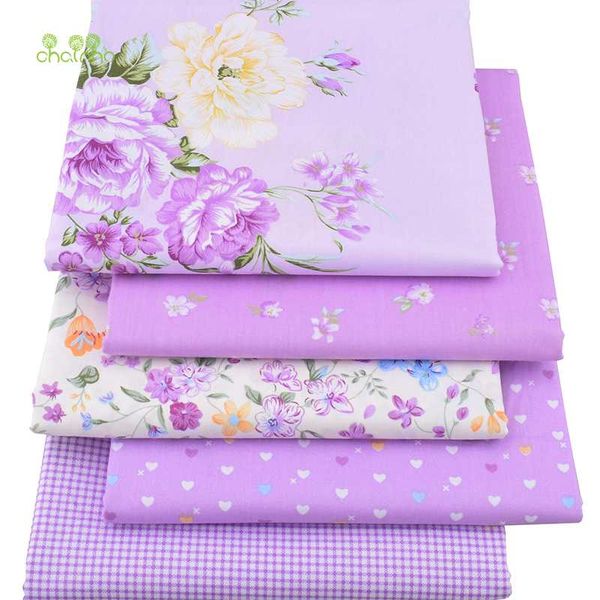 

chainho,purple floral print twill cotton fabric for diy quilting sewing of baby&children/sheet,pillow,cushion,curtain material, Black;white