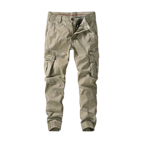 

autumn men's loose overalls trousers men's large size multi-pocket casual pants straight loose zipper solid color, Black