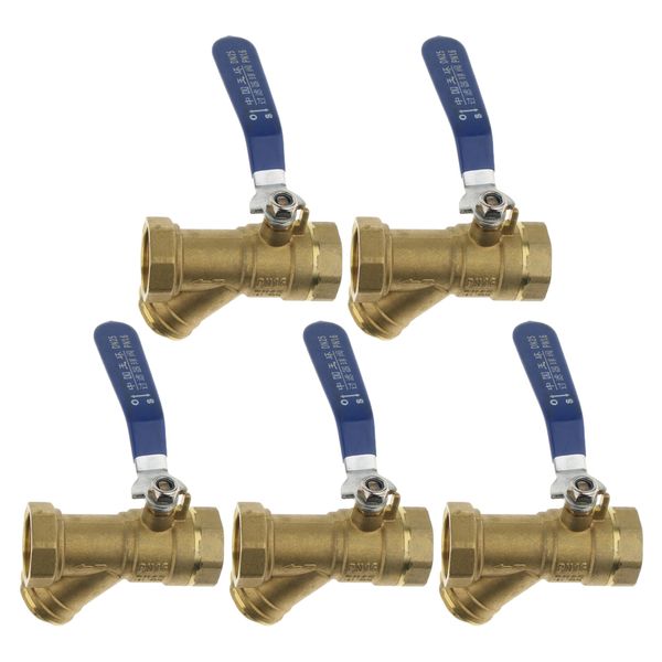 

5 pieces 1 inch brass ball valve female thread lever handle 3 way heavy duty