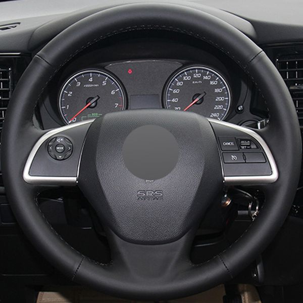 

black genuine leather car steering wheel cover for mitsubishi outlander 2013 2014 mirage 2014 asx l200 2015 2016