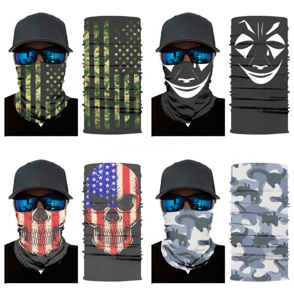 

1pc ear hanging magic skull scarf sun protection half face mask multi-function breathable balaclava cycling bandana outdoor headwear#760, Blue;black