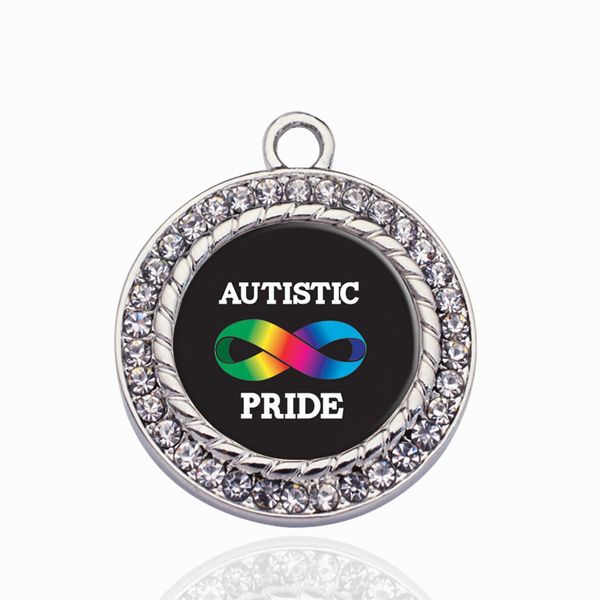 

autistic pride circle charm charms pendant for diy necklace bracelet jewelry making handmade accessories, Bronze;silver
