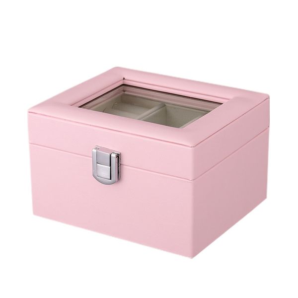 

pu jewelry carrying case beautiful ring earrings necklace watch box nice gift box pink, Pink;blue