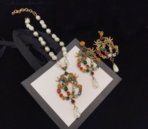 

fashion brand have stamps crystal designer earrings necklace women wedding lovers gift engagement luxury jewelry with box, Silver