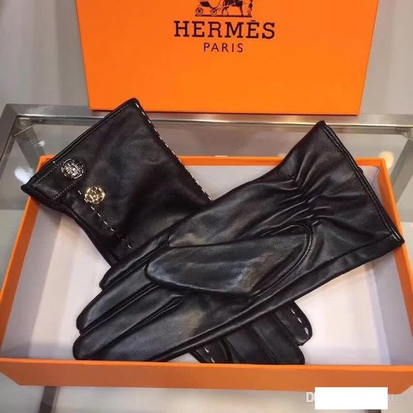 

h type leather gloves high-grade warm women' gloves autumn winter outdoor sports driving designer gloves ing, Blue;gray