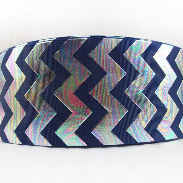 

75mm chevron grosgrain ribbons for making bows, Slivery;white