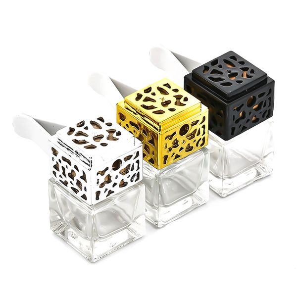 

1pc square perfume bottle air conditioner air outlet empty glass bottle with clip auto freshener accessories