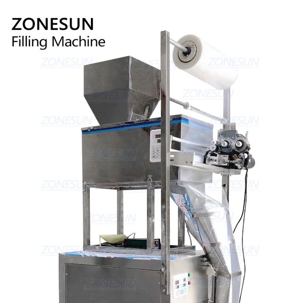 

zonesun 100-1000g large capacity automatic filling sealing machine food coffee bean grain power bag back seal packaging machine