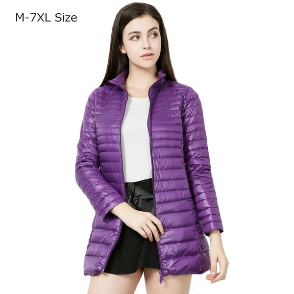 

2019 new brand autumn winter white duck down jacket women lightweight windproof warm ultra light coat plus size long parka m-7xl, Black