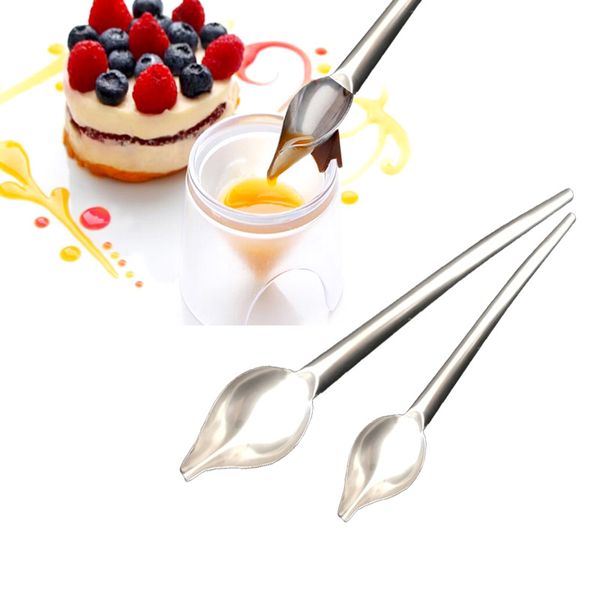 

diy 2 size stainless steel chocolate spoon pencil filter spoons cake decoration baking pastry tools accessories kitchen gadget