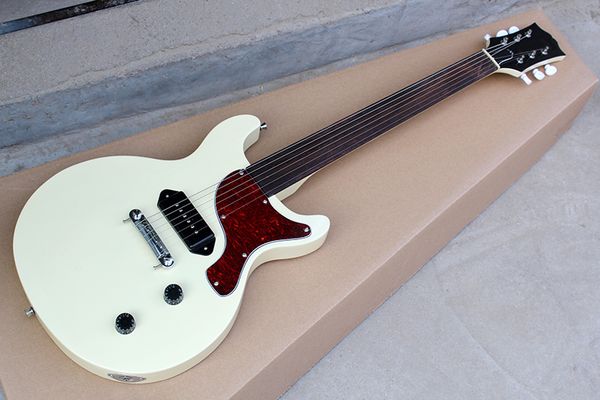 

factory custom cream electric guitar with fretless,chrome hardware,rosewood fretboard,red tortoise pickguard,offer customized