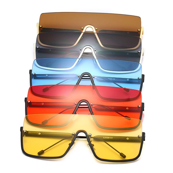 

lens square brand colorful sunglasses sun women siamese oversize metal frame uv400 windproof ocean men designer big glasses ghvbv, White;black