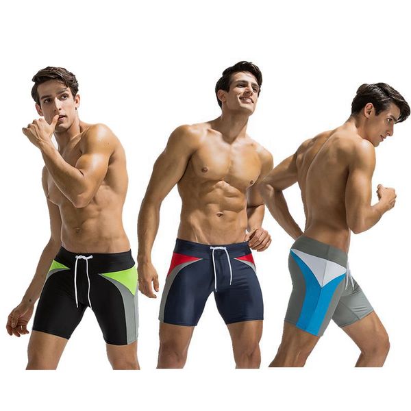 

swimming trunks swimwear high elasticity men sports shorts male moisture wicking long swimming trunks comfortable patchwork