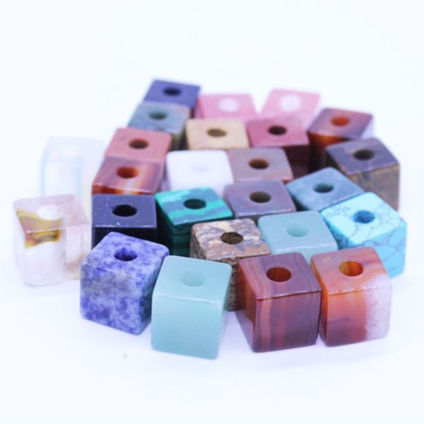 

wholesale 10 pcs trendy cube shape hollow many colors quartz stone pendant for gift charm jewelry, Silver