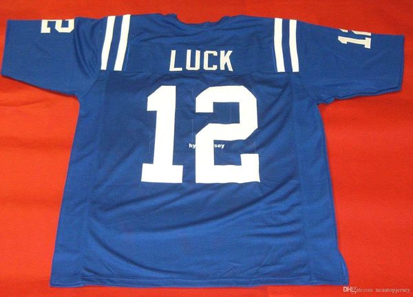 

retro #12 andrew luck custom mitchell & ness jersey bule mens stitching high-end size s-5xl football jerseys college ncaa, Black;red