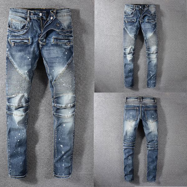 

italian style fashion skinny jeans stretch casual men jeans new designer classical blue color men high quality