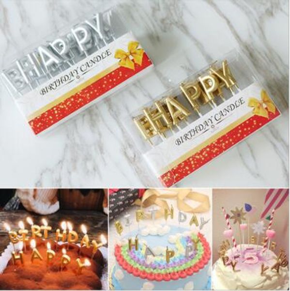 

rose gold sliver red happy birthday letter cake birthday party festival supplies lovely birthday candles for kitchen baking gift