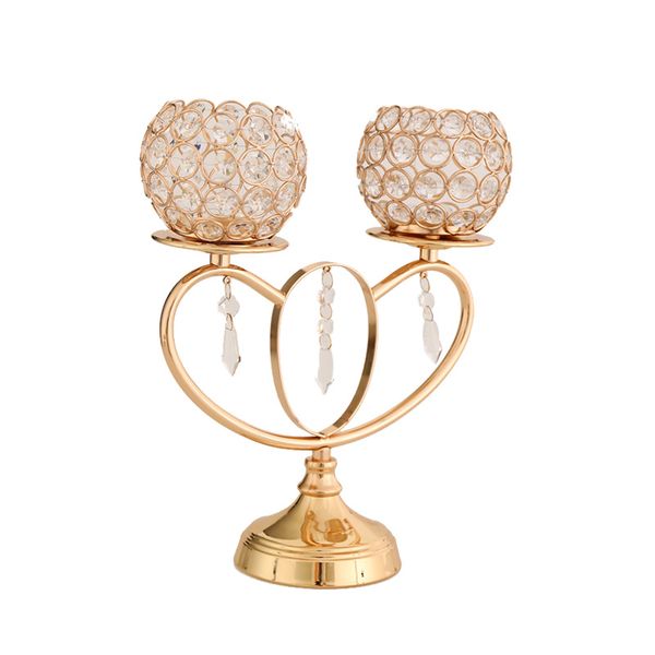

metal candle holder with crystal pendants shiny candlestick golden candelabras wedding table centerpiece for home decoration
