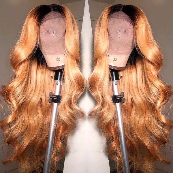 

13x6 deep part lace front human hair wigs body wave ombre 27 color brazilian remy human hair pre-plucked hairline, Black