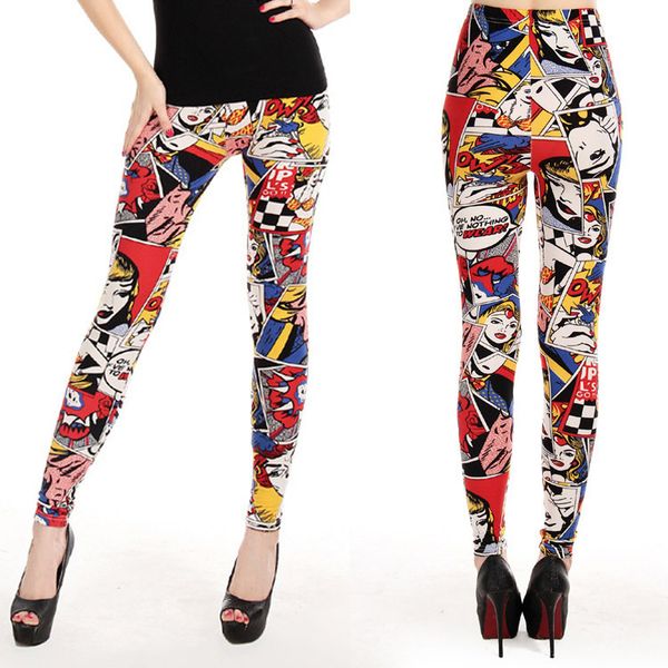 

cartoon sanding leggings letter printing pants legins women legginsy legging inverno clothing, Black