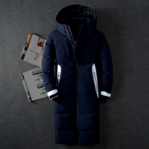 

nice winter 91% white duck down x-long hooded jackets men men x-long parka, warm coat plus-size m-3xl, Black