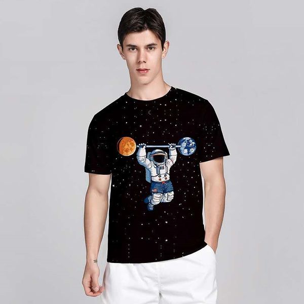 

2020 new men's summer t shirt black round neck custom 3d fun pattern pilot weightlifting young people's loose leisure short-sleeve, White;black