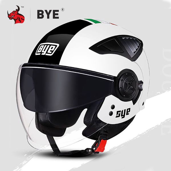

bye motorcycle helmet chopper open face scooter helmet double lenses vintage moto moto casque casco capacete dot