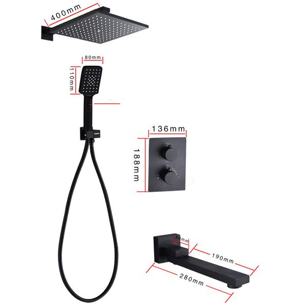 

black brass thermostatic faucets black shower set bathroom rain shower diverter faucet set with plastic handheld shower head