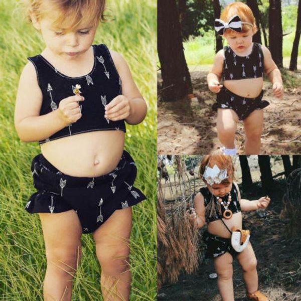 

meihuida 2pcs baby girls' swimsuit lovely newborn kids baby girls sleeveless crop shorts outfits sets clothes