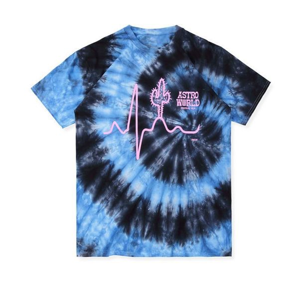 

travis scott asttroword run tie dye rap tour with hip-pop stylish cotton blends fabric t-shirt, White;black