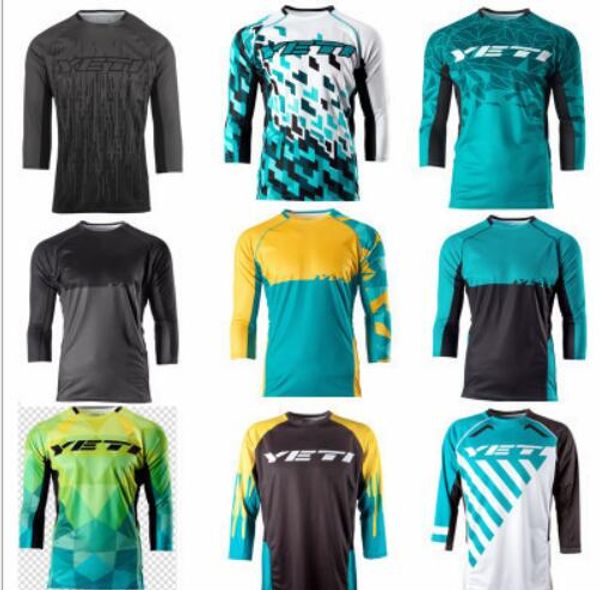 

05 new fly downhill clothing sweat-wicking quick-drying summer 7-point sleeve jersey mountain bike riding suit off-road racing suit men, Black