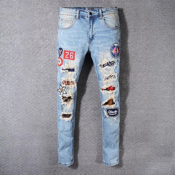 

2020 amirl jeans #528 famous brand designer luxury jeans men fashion street wear mens biker jeans man popular hip hop pants, Blue