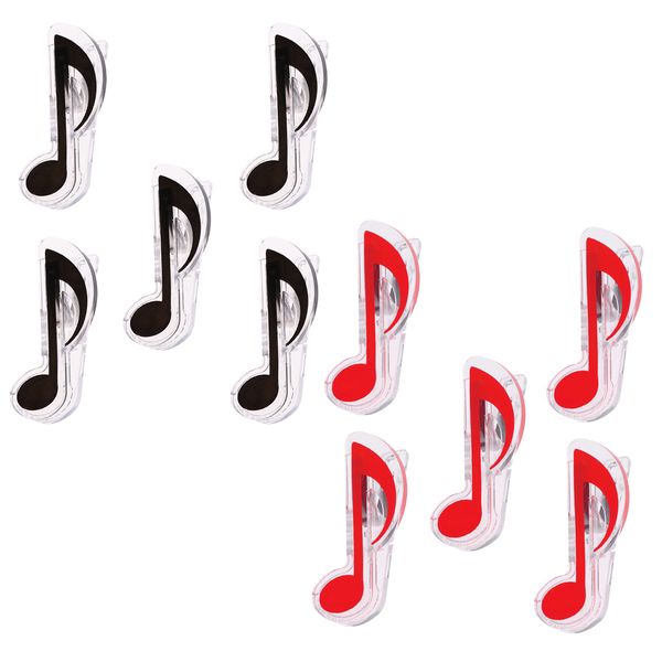 

pack of 10 plastic music note quaver treble clef clips book page clip, black red
