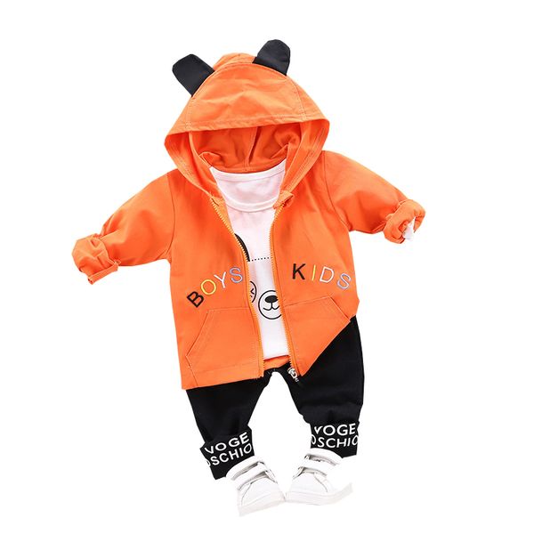 

новый мальчик девочка одежда осень дети мультфильм медведь шаблон одежды дети толстовка футболка брюки 3 шт. / компл. мода малыш костюмы, White