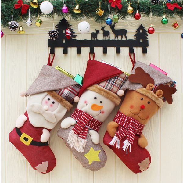 

creative christmas stocking santa claus snowman christmas tree ornaments sock home party decoration children candy gift bags dbc vt0762