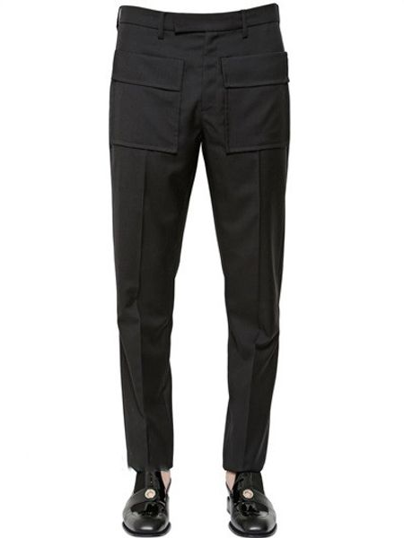 

s-6xl europe and the united states before the wind men's wear paste big pocket slim nine points casual trousers, Black