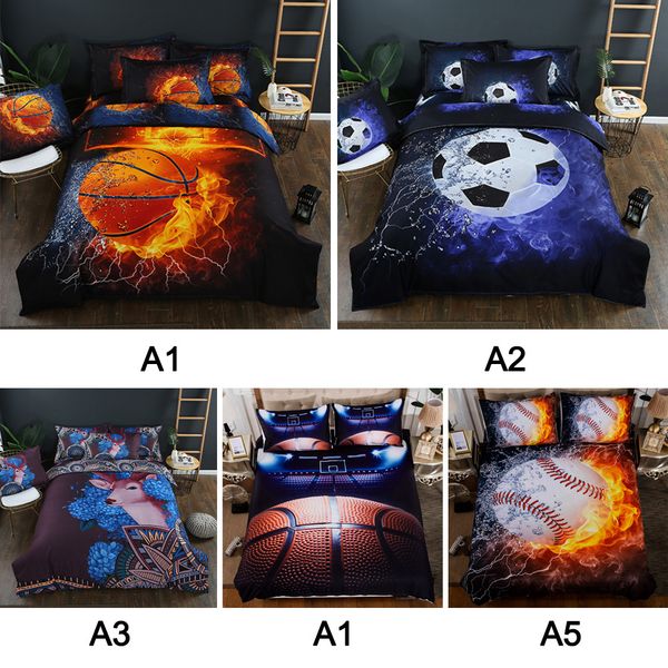 

3 pcs 3d printing quilt cover pillowcases single bed set new blanket