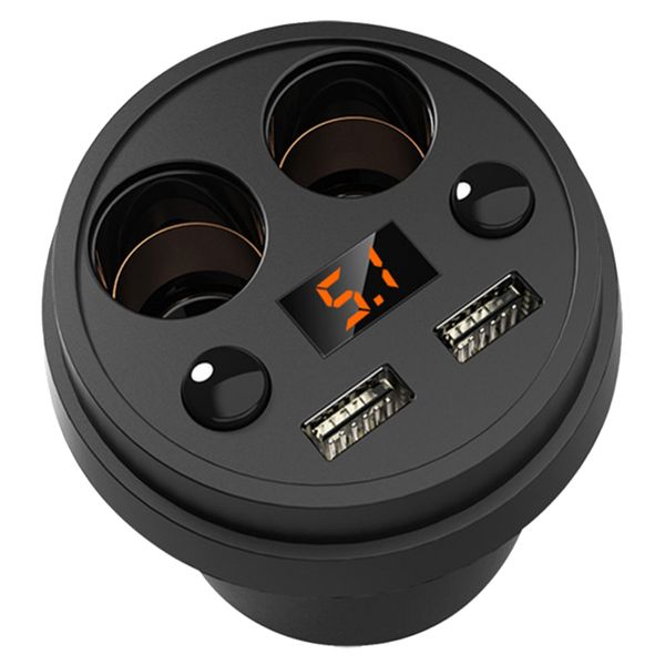 

cup-shaped car charger multifunction display voltage 3.1a 2 usb car charger dc12-24v cigarette lighter splitter black