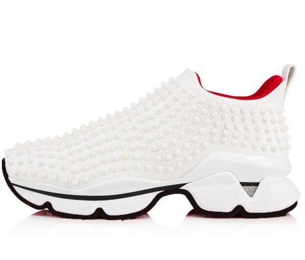 

amous brand shoes studded spikes sneakers red bottom mens womens spikes studded shoes size35-46, Black