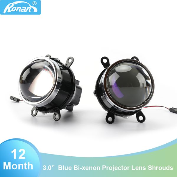

3.0" blue coated hd glass fog light for auto retrofit projector lens car styling hid bi-xenon for h8 h9 h11 adapter lamps