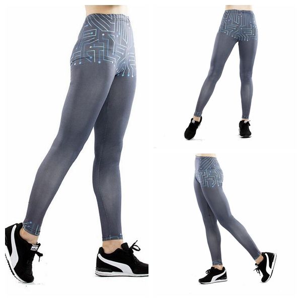 

women yoga trousers pants tights trousers female lady high waist dance active lady blue printing leggings skinny silm motion, Black;white
