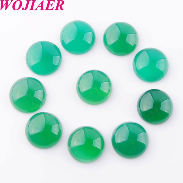 

wojiaer 50 шт. / лот натуральный зеленый агат бусины драгоценные камни круглый 14x5 мм кабошон кабина без сверла отверстие ювелирные изделия, Black